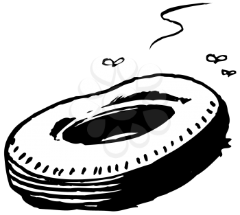 Royalty Free Clipart Image of an Old Tire