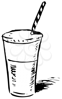 Royalty Free Clipart Image of a Paper Cup and Straw