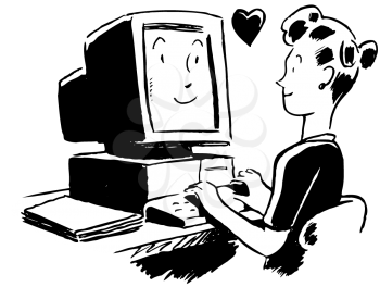 Royalty Free Clipart Image of PC Love