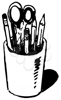 Royalty Free Clipart Image of a Pen Holder