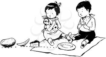 Royalty Free Clipart Image of a Picnic