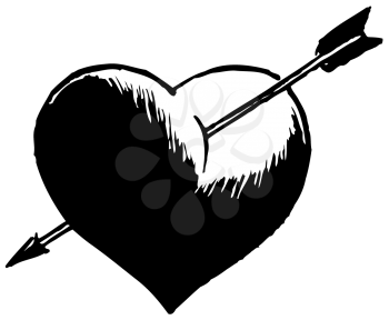 Royalty Free Clipart Image of a Heart With an Arrow Through It