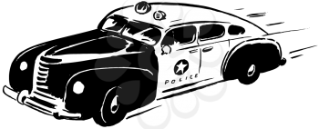 Royalty Free Clipart Image of an Old Police Car