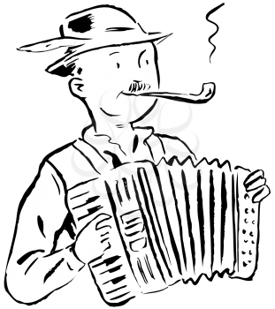 Royalty Free Clipart Image of a Man Playing an Accordian