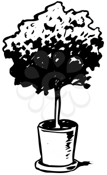 Royalty Free Clipart Image of a Potted Tree