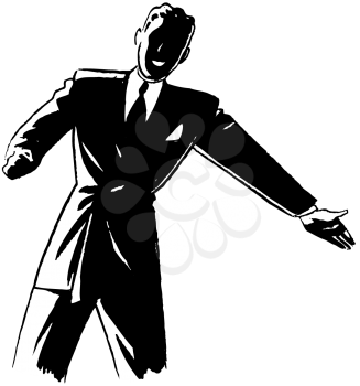 Royalty Free Clipart Image of a Man With His Arm Out