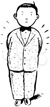 Royalty Free Clipart Image of a Child in a Suit Standing With His Hands Behind His Back