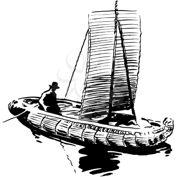 Royalty Free Clipart Image of a Reed Boat
