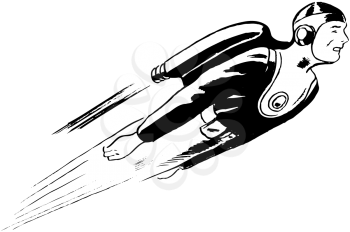 Royalty Free Clipart Image of a Rocket Guy