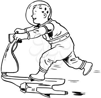 Royalty Free Clipart Image of a Rocket Scooter