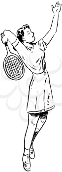 Royalty Free Clipart Image of a Tennis Serve