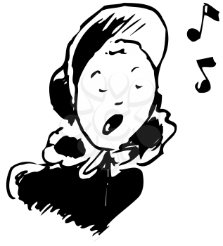 Royalty Free Clipart Image of a Singing Lady