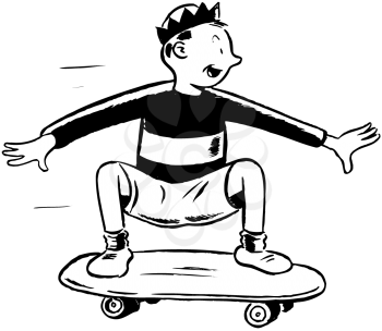 Royalty Free Clipart Image of a Kid on a Skateboard