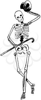 Royalty Free Clipart Image of a Skeleton Tipping His Hat