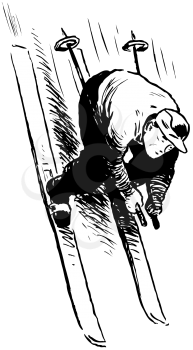 Royalty Free Clipart Image of a Downhill Skier