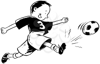 Royalty Free Clipart Image of a Kid Playing Soccer