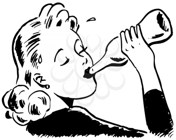 Royalty Free Clipart Image of a Woman Drinking a Soda
