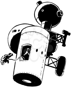 Royalty Free Clipart Image of a Spacewalk
