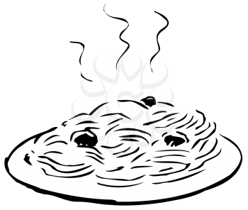 Royalty Free Clipart Image of
a Plate of Spaghetti