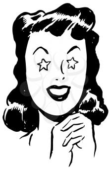 Royalty Free Clipart Image of a Starstruck Woman
