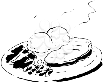 Royalty Free Clipart Image of Steak and Potatoes
