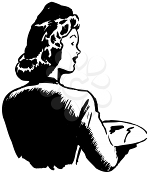 Royalty Free Clipart Image of a Stewardess From the Back
