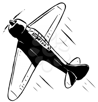 Royalty Free Clipart Image of a Light Airplane Flying Higher