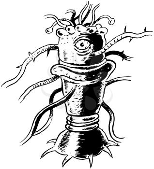 Royalty Free Clipart Image of a Tentacled Monster