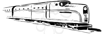 Royalty Free Clipart Image of a Train Not Moving