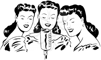 Royalty Free Clipart Image of a Musical Vocal Female Trio