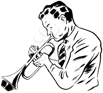 Royalty Free Clipart Image of a Trumpet Player