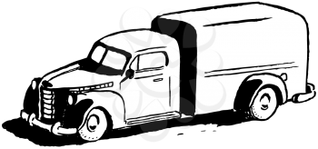 Royalty Free Clipart Image of a Truck and Trailer
