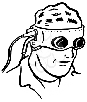 Royalty Free Clipart Image of a Guy Wearing Virtual Glasses