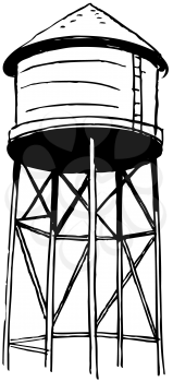 Royalty Free Clipart Image of a Water Tower