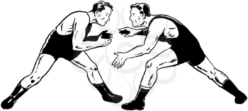 Royalty Free Clipart Image of Wrestlers