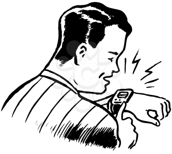 Royalty Free Clipart Image of a Wrist Phone