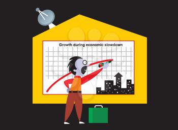 Royalty Free Clipart Image of a Man Drawing on a Chart