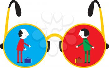 Royalty Free Clipart Image of Two People in Eyeglasses