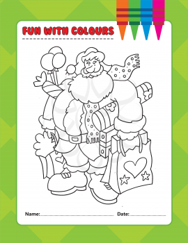 Royalty Free Clipart Image of a Santa Colouring Page