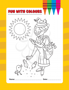 Royalty Free Clipart Image of an Older Woman Feeding Birds