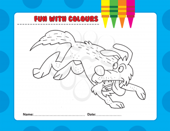 Royalty Free Clipart Image of a Wolf Colouring Page