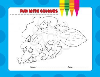 Royalty Free Clipart Image of a Wolf Colouring Page