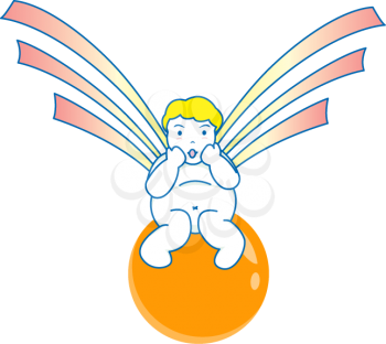 Royalty Free Clipart Image of a Cherub Angel Sitting on a Ball