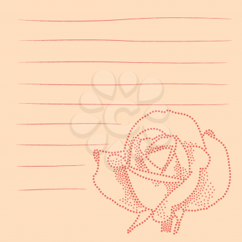 Royalty Free Clipart Image of a Rose Notepad Page