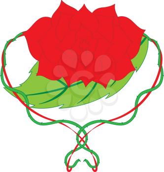 Royalty Free Clipart Image of a Rose With Thorns