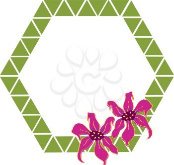 Royalty Free Clipart Image of a Flower Polygon Frame