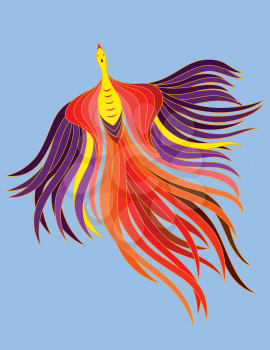 Royalty Free Clipart Image of a Phoenix Flying