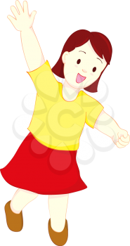 Royalty Free Clipart Image of a Girl Waving