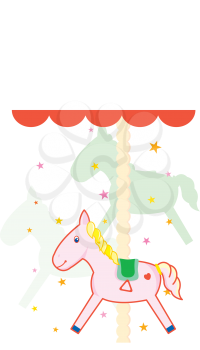 Royalty Free Clipart Image of a Horse on a Carousel