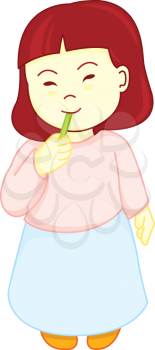 Royalty Free Clipart Image of a Little Girl Eating Candy